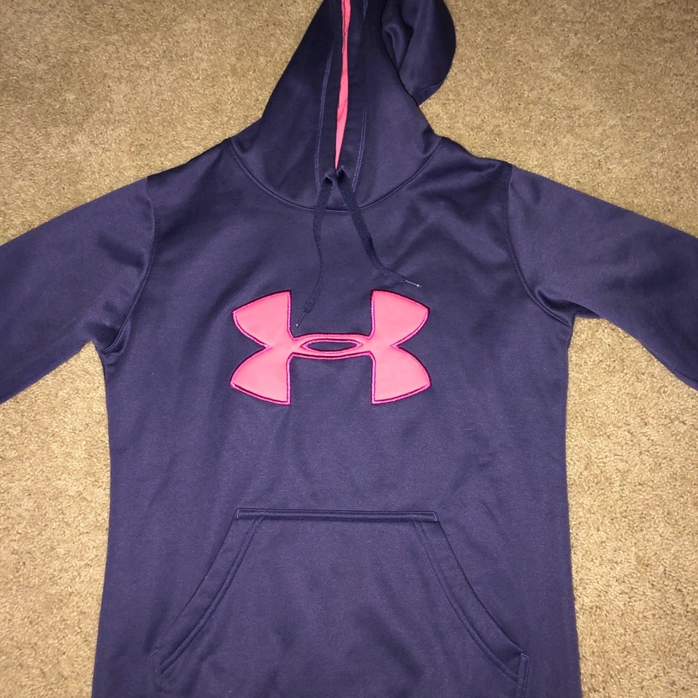 purple and pink under armor sweatshirt